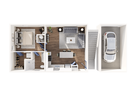 Floor plan for 1 bed, 1 bath, 777 sqft